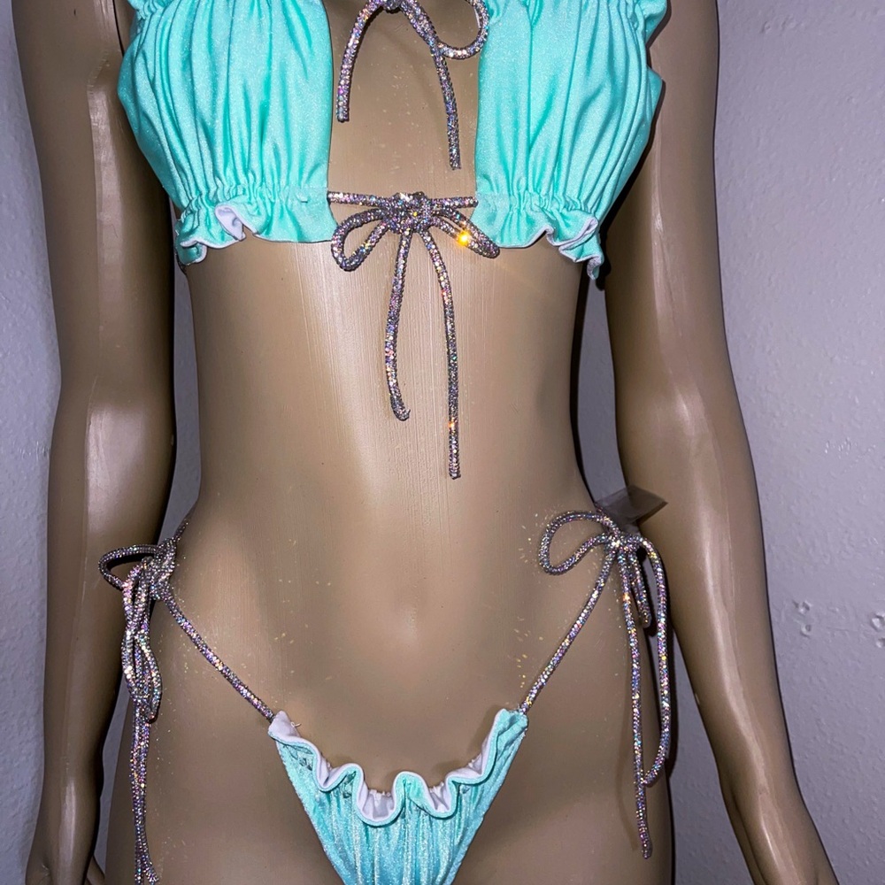 Aqua Bikini with Crystal Straps